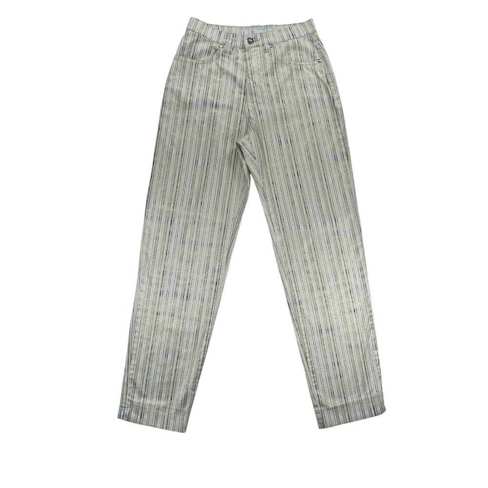 Dismero Italy Metallic Gold Silver Striped Trousers High Rise Pants Size 29